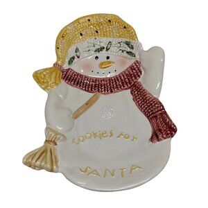Snowman‎ With Yellow Hat Ceramic Cookies for Santa Plate